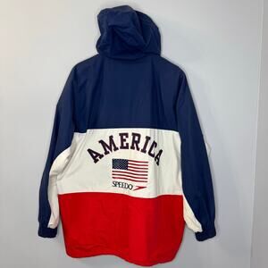 Vintage Speedo America Men’s Red White Blue Windbreaker Jacket US Flag
